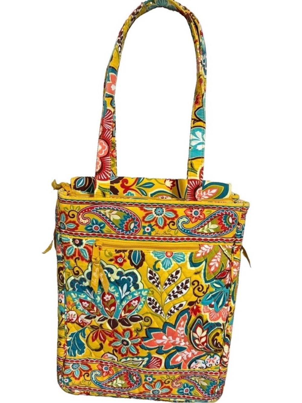 Vera Bradley Laptop Travel Tote Bag Provencal Yellow Paisley Quilted Shoulder